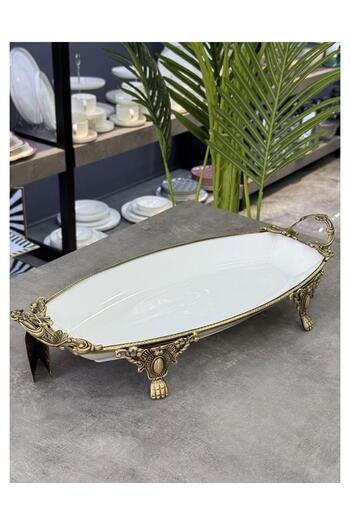 ROY KING Brass Edged Luxury Porcelain Oval Deep Long
