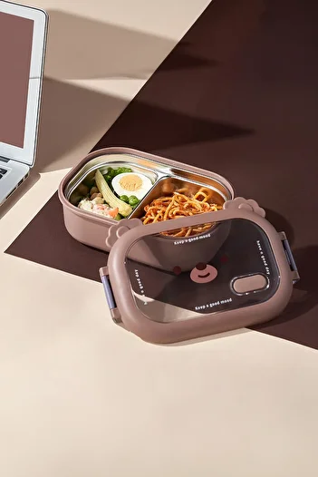 Vadi Portable Stainless Steel Compartment Lunch Box Storage Container with Leakproof Lid