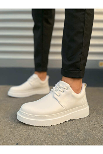 Zerenyus Jyx03 Luxor Lace-Up Thick Sole Men's Sports Classic Shoes - White