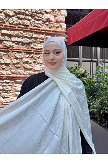 hijabchi Εθνοτική Τζακάρ Σάλ Οθωμανικό Άρωμα Μοτίβο - Κρέμα