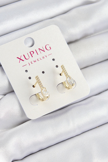 SeyCey.co Xuping Zircon Stone I Model Gold Color Women's Earrings