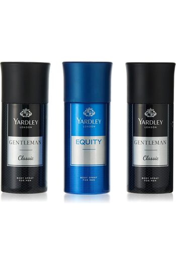 Yardley London Body Spray For Men's, 150 Ml - Pack Of 3, Assorted (Packaging May Vary)