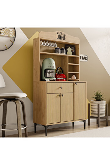 Mezza 5226 SIESTA 90 CM KAHVE KÖŞESİ ÇOK AMAÇLI DOLAP 3 KAPAKLI 1 ÇEKMECELİ KİLER MUTFAK DOLABI SEPETYUNUS