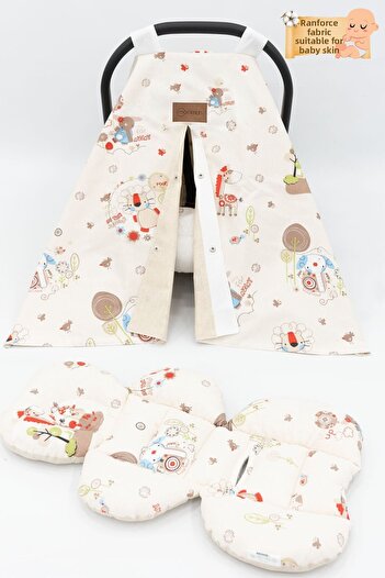 mordesign Orthopedic Stroller Cushion, Cover and Sheet Set of 3, Hanger Style, Animal Series