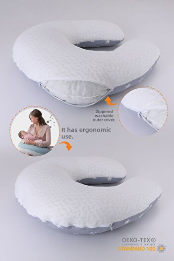 Umaybebek Breastfeeding Pillow Cushion, Cotton Fabric - Filled Pillow 60x60 Cm