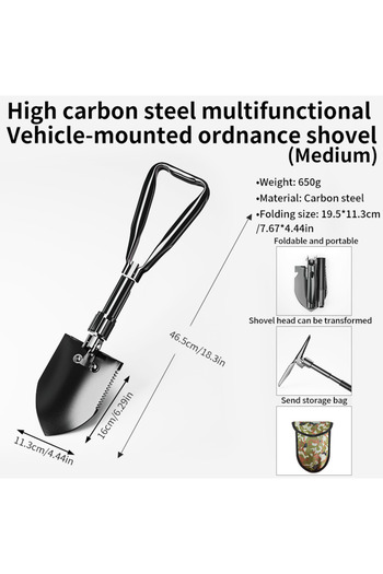 Choice 1pc medium Foldable Engineer Shovel Multifunctional outdoor thickened camping shovel is easy to carr