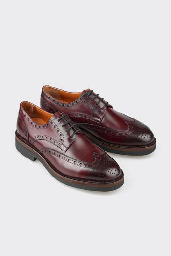 Elle Shoes Claret Red Leather Men's Classic Shoes