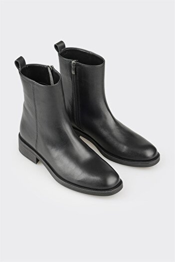 Elle Shoes Black Leather Women's Casual Boots