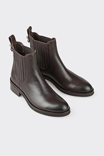 Elle Shoes Brown Leather Women's Classic Boots