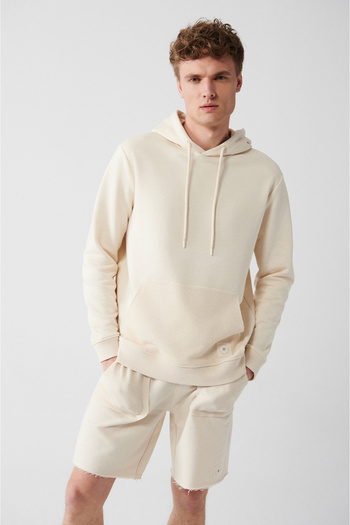 Avva Men's Cream Hooded Cotton Sweatshirt A31Y1277