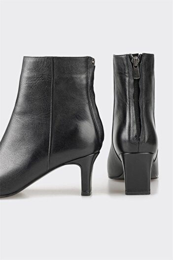 Elle Shoes Siyah Deri Kadın Klasik Bot