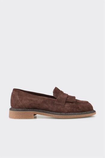 Elle Shoes Дамски мокасини от кафява кожа
