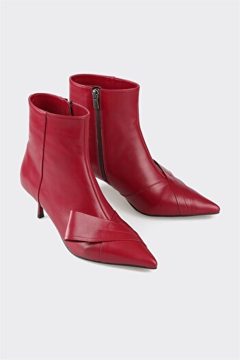 Elle Shoes Claret Red Leather Women's Classic Boots