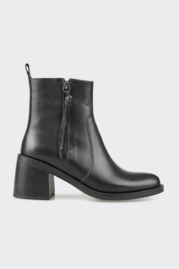 Elle Shoes Black Leather Women's Casual Boots