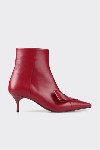 Elle Shoes Claret Red Leather Women's Classic Boots