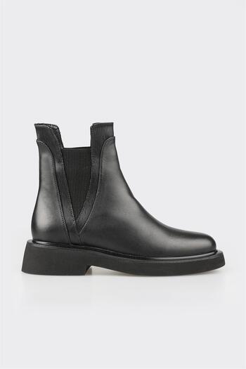 Elle Shoes Black Leather Women's Casual Boots