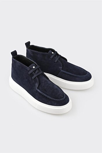 Elle Shoes Δερμάτινα ανδρικά αθλητικά μποτάκια Navy Blue
