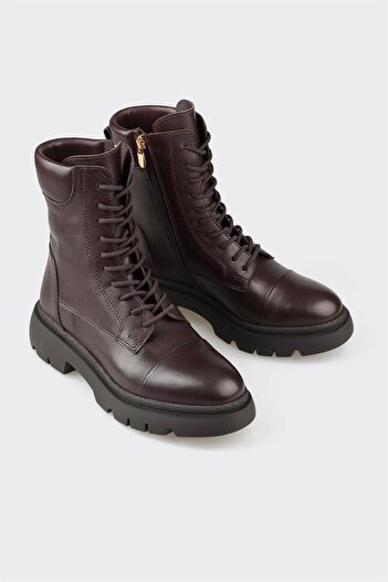 Elle Shoes Καφέ Δερμάτινες Γυναικείες Μπότες Casual