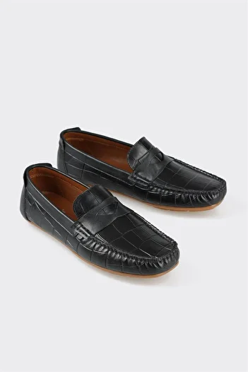 Elle Shoes Черни кожени мъжки ежедневни обувки