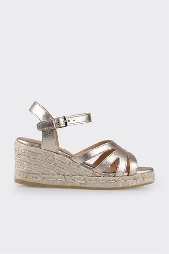 Elle Shoes Gold Leather Women's Espadrille