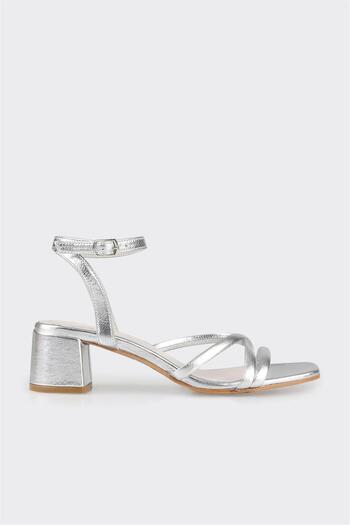 Elle Shoes Lame Leather Women's Heeled Sandals
