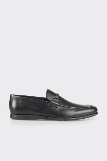 Elle Shoes Черни кожени мъжки мокасини