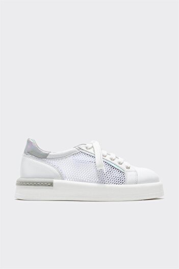 Elle Shoes White Leather Women's Sports Shoes