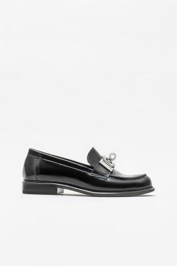 Elle Shoes Черни дамски мокасини от кожа 24K