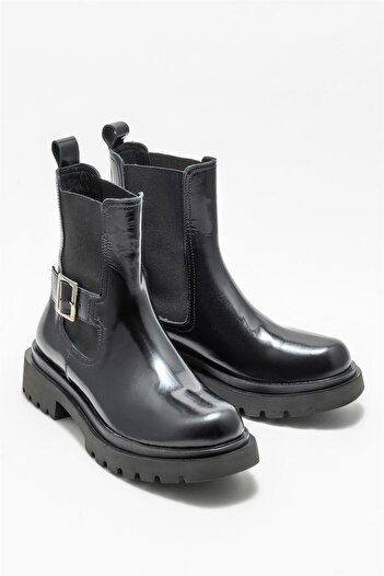 Elle Shoes Siyah Deri Kadın Günlük Bot