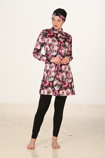 Fantasy Fully Covered Hijab Swimsuit – Floral Print, Quick Dry & Stretchy Fabric