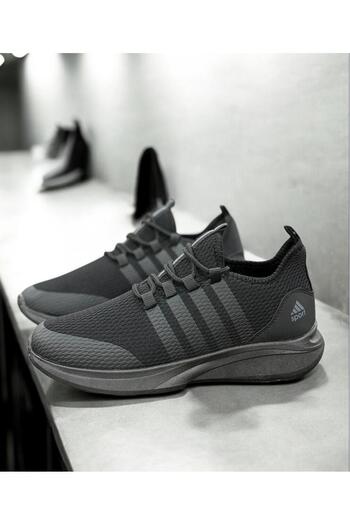 KANTEX Sneaker Siyah Spor Ayakkabısı Konforlu Hava Alan Esnek Kaliteli Bağcıklı Ortapedik Kullanışlı037M