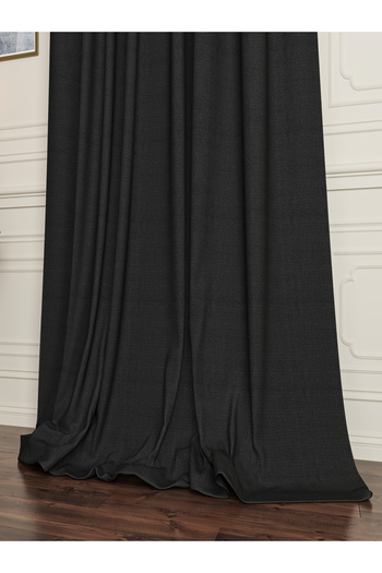 OnyxHome Paris Linen Background Curtain Black Single Wing (without pleat)
