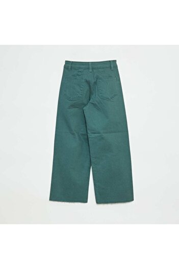 KIABI Wide-leg denim trousers GREEN