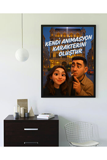 Arthopia Animasyon Karakteri Kişiye Özel Ghibli Foto Hediye Poster Çerçeveli Tasarım Tablo