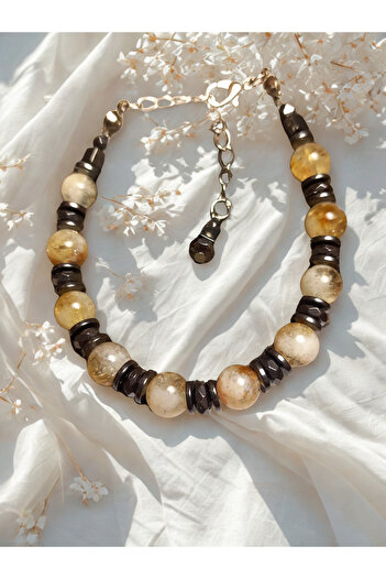 ayrestyle Citrine Hematite Abundance - Adjustable Yellow Bracelet, Blessings and Lucky Bracelet