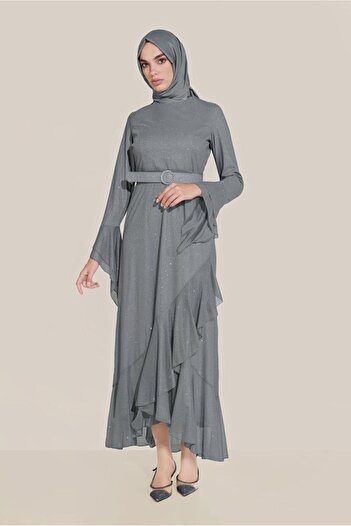 Alvina Trumpet Sleeve Belt Dress 40773