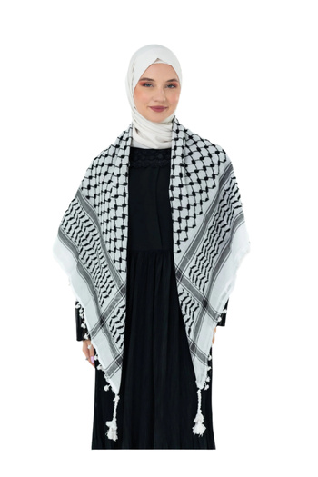 Zaytoon 120 x 120 εκ. Παλαιστινιακό keffiyeh scarf λευκό μαύρο 160 g S 300010