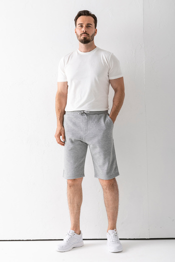 JB John Borners Men's Elastic Waist Laced Pocket Textured Shorts Gray Melange - 8043