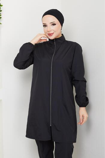 DLC Tekstil Shadow 3-Piece Hijab Swimsuit Bonnet - Black
