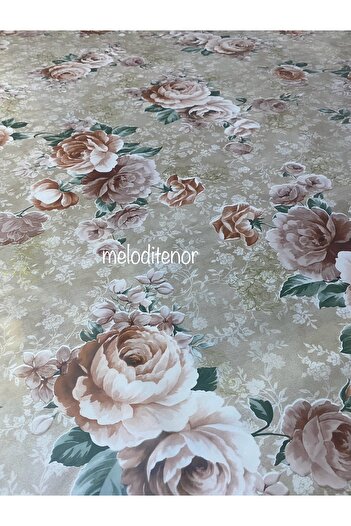 MİRELLA Dekorama Thick Fiber Lined Hydrangea Pattern Gilded Pvc Oilcloth Case Cover