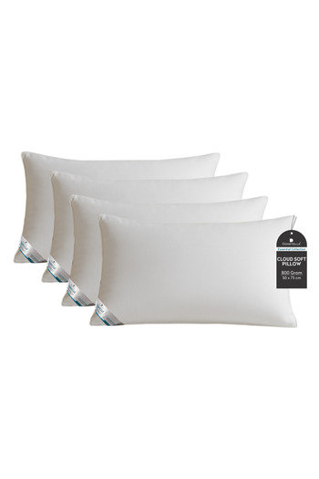 Donetella Pillow 800 Gms – Size 50x75 cm, Microfiber Fabric, Down Alternative Filling, Pack of 4