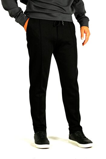NCS Men's Black Waist Drawstring Slim Fit Side Pocket Dobby Jogger Pants NCS JEANS 1642
