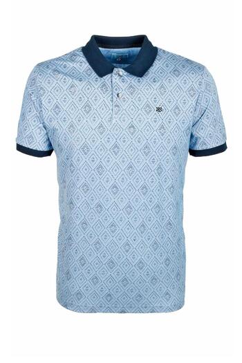 NCS Men's Polo Neck T-Shirt Patterned Blue 100% Cotton Slim Fit T-Shirt Jeans 1989