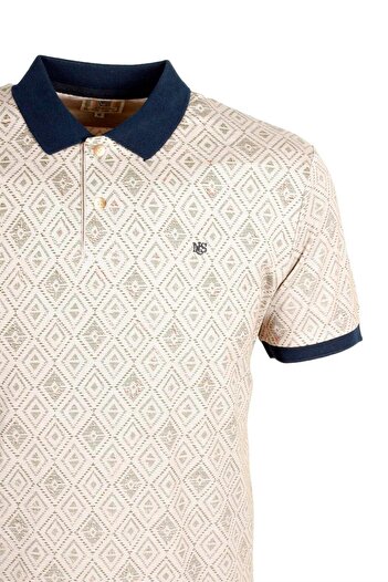 NCS Men's Polo Neck T-Shirt Patterned Stone 100% Cotton Slim Fit T-Shirt Jeans 1989