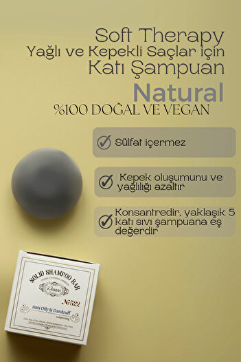 Rosece Soft Therapy Solid Shampoo Bar - for Sulfate-Free and Salt-Free, Dandruff and Oily Hair