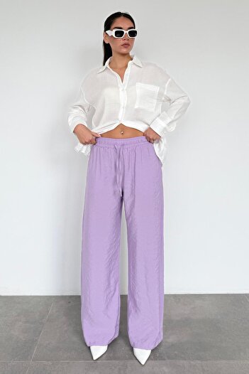Madmext Lilac Wide Leg Women's Trousers Mg1982