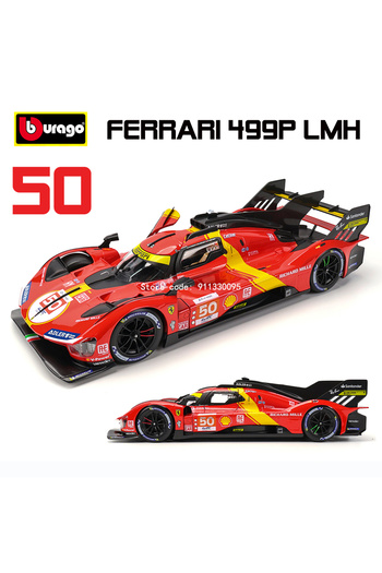Choice 499P LMH 50 Bburago 1:18 Ferrari 499P LMH 2024 Car Model Boy Big Toy Static Die Cast Vehicles Coll