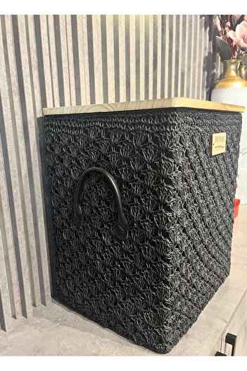 Tutku Dekoratif Örgü Kaplamalı Ahşap Kapaklı Kutu XXL