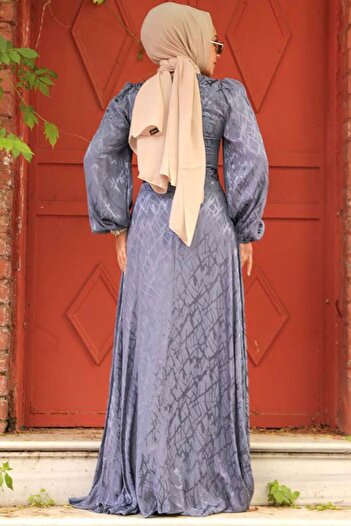 Neva Style Desenli Lavanta Tesettür Elbise 23272LV