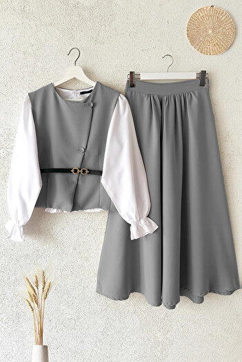 SUWWE Milano Belted Vest Skirt Set